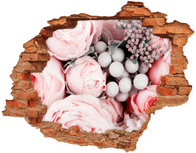 Adesivo con buco sbrecciato Un paradiso di fiori dietro il muro