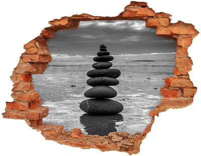 Adesivo effetto buco nel muro Torri di pietra sulla spiaggia