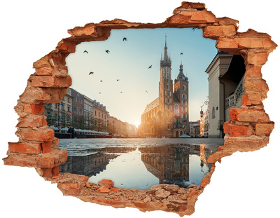 Adesivo effetto buco nel muro Panorama di Cracovia