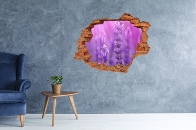 Adesivo murale buco 3D Fiori di lavanda nella luce del mattino