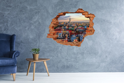 Adesivo con buco sbrecciato Una vista a volo d'uccello della città