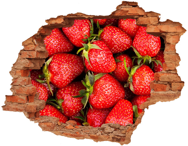 Adesivo murale buco 3D Fragole dolci nel cemento