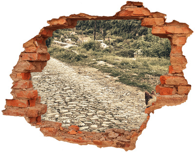 Adesivo con buco sbrecciato Una strada di campagna affascinante