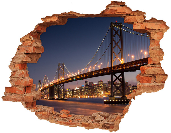 Adesivo murale buco 3D Il ponte di San Francisco di notte