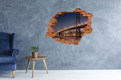 Adesivo murale buco 3D Il ponte di San Francisco di notte