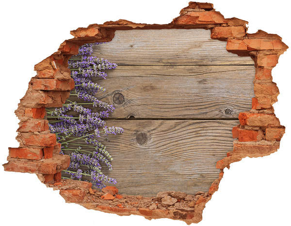 Adesivo effetto buco nel muro Fiori di lavanda in una scatola di legno