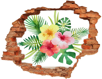 Adesivo murale buco 3D Giardino tropicale nascosto nel muro