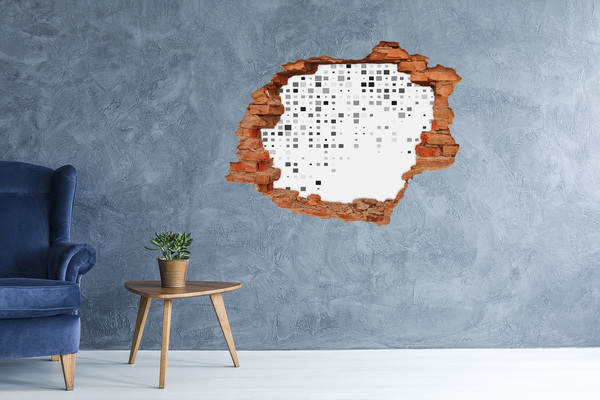 Adesivo con buco sbrecciato Muro fatiscente con motivo digitale