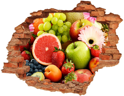 Adesivo murale buco 3D Frutta fresca in un buco nel muro