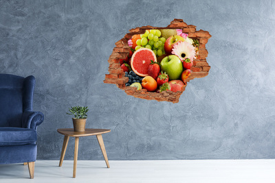 Adesivo murale buco 3D Frutta fresca in un buco nel muro
