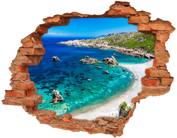 Adesivo effetto buco nel muro Baia dei Caraibi