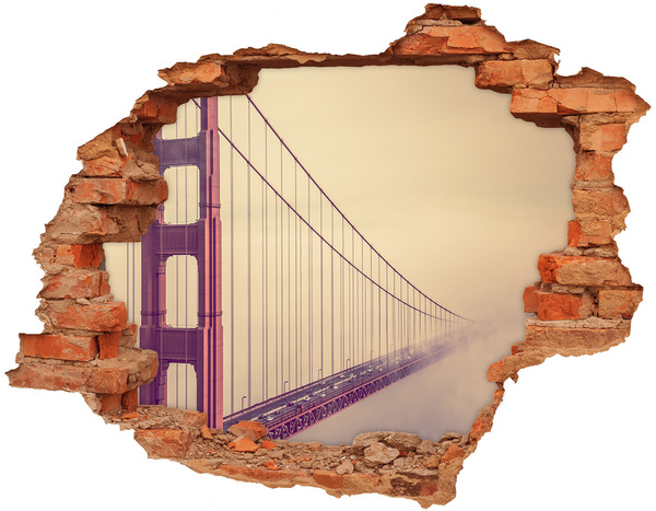 Adesivo effetto buco nel muro Il Golden Gate Bridge tra le nuvole