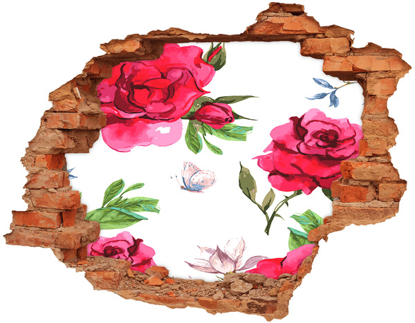 Adesivo murale buco 3D Un paradiso di fiori dietro il muro