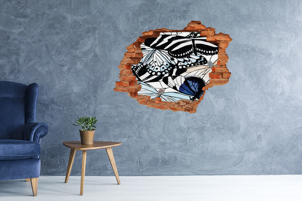 Adesivo con buco sbrecciato Farfalle in una composizione colorata
