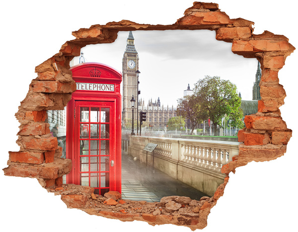 Adesivo murale buco 3D Vista di Londra attraverso un buco nel muro
