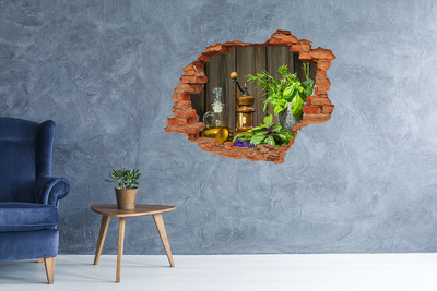 Adesivo effetto buco nel muro Angolo delle erbe aromatiche in cucina