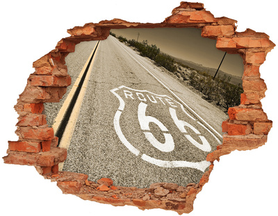 Adesivo effetto buco nel muro La Route 66 in cemento