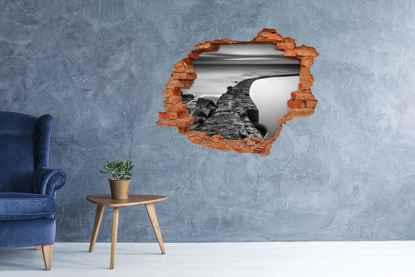 Adesivo effetto buco nel muro Viale di pietra in riva al mare