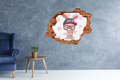 Adesivo con buco sbrecciato Coniglio con il cappello
