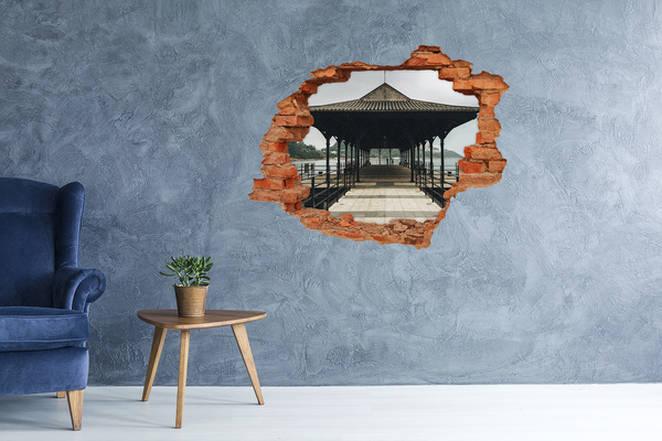 Adesivo effetto buco nel muro Vista del molo sull'acqua