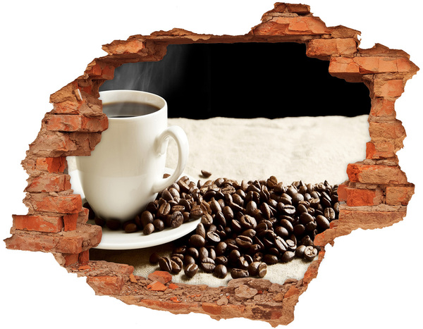 Adesivo murale buco 3D Caffè nel cuore del muro