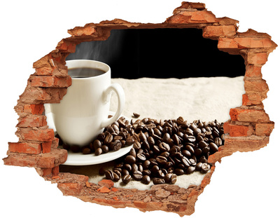 Adesivo murale buco 3D Caffè nel cuore del muro