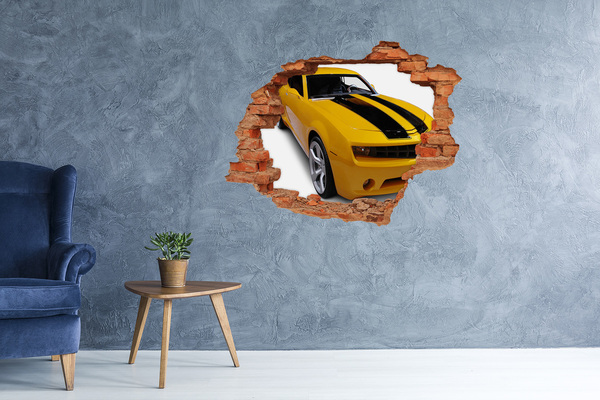 Adesivo effetto buco nel muro Auto sportiva dorata