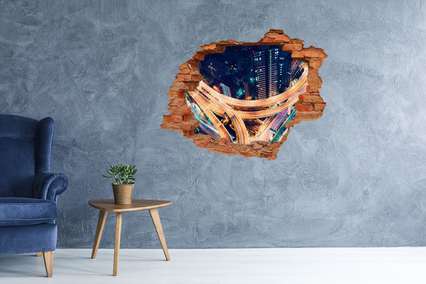 Adesivo murale buco 3D Veduta notturna della città