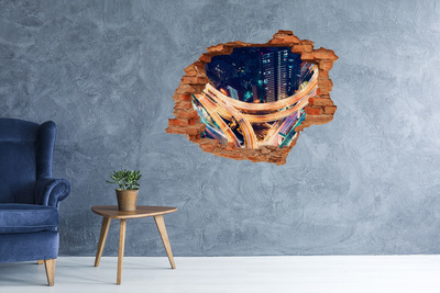 Adesivo murale buco 3D Veduta notturna della città