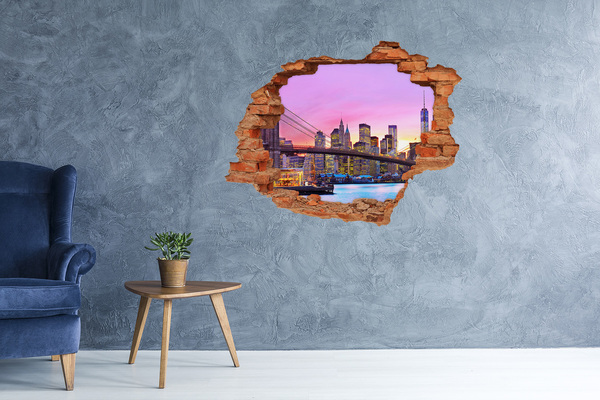 Adesivo con buco sbrecciato Lo skyline di New York al tramonto