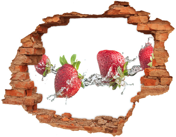 Adesivo murale buco 3D Fragole in acqua