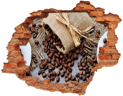 Adesivo con buco sbrecciato Caffè in un muro in rovina