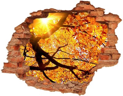 Adesivo effetto buco nel muro Autunno dorato dietro il muro