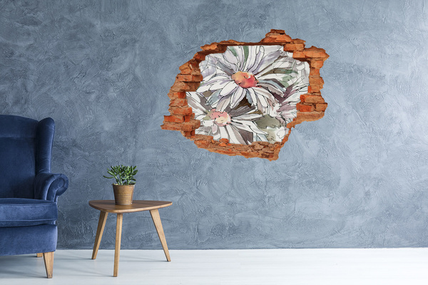 Adesivo effetto buco nel muro Fiori in cemento