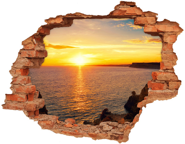 Adesivo effetto buco nel muro Tramonto sul mare