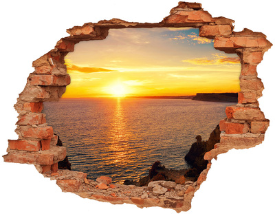 Adesivo effetto buco nel muro Tramonto sul mare
