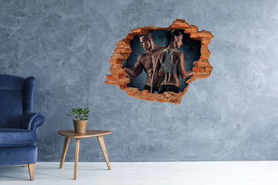 Adesivo murale buco 3D Palestra in azione
