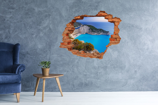 Adesivo murale buco 3D Baia di Zante