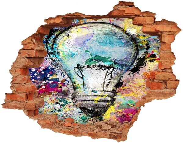 Adesivo murale buco 3D Un muro danneggiato con una lampada