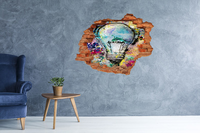 Adesivo murale buco 3D Un muro danneggiato con una lampada