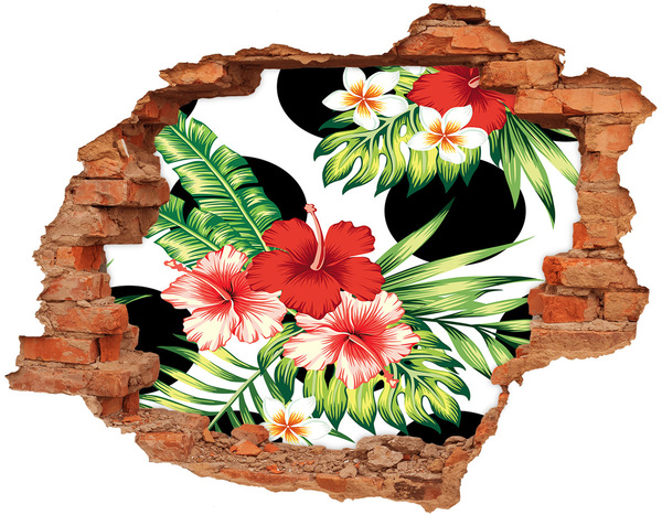 Adesivo effetto buco nel muro Paradiso tropicale con fiori