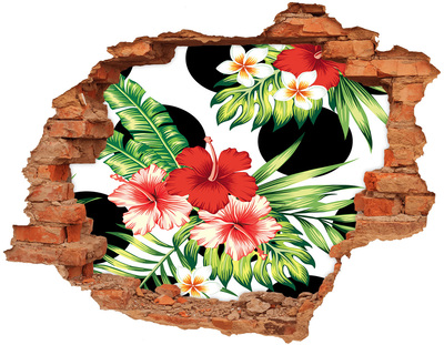 Adesivo effetto buco nel muro Paradiso tropicale con fiori