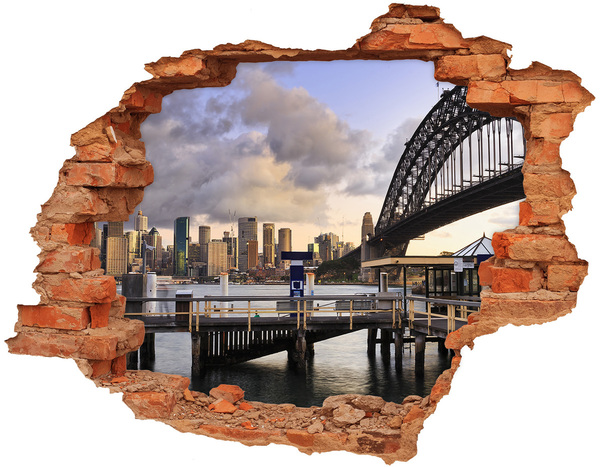 Adesivo murale buco 3D Vista di Sydney