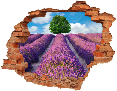 Adesivo effetto buco nel muro Campo di lavanda dietro il muro