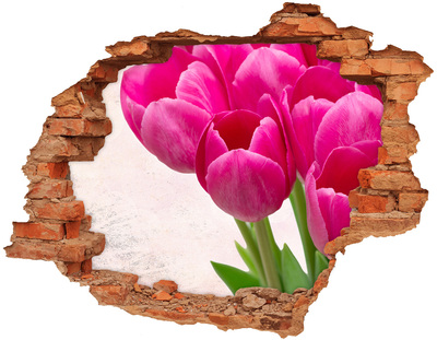 Adesivo effetto buco nel muro Fiori di colore rosa
