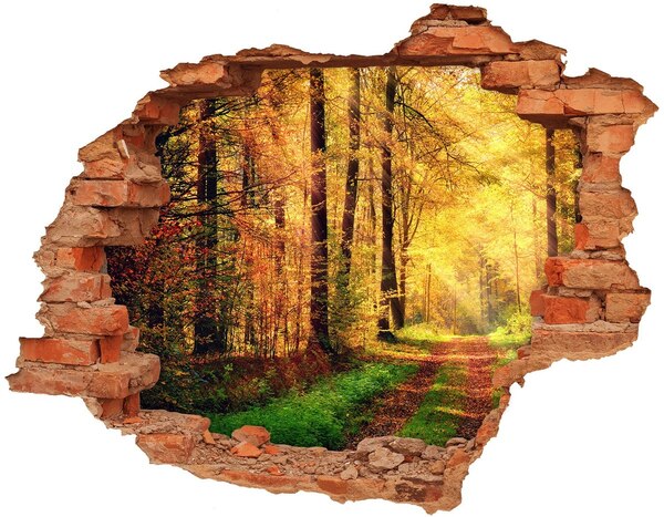 Adesivo murale buco 3D Autunno dorato nella foresta
