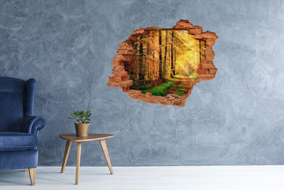Adesivo murale buco 3D Autunno dorato nella foresta