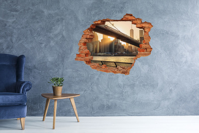 Adesivo con buco sbrecciato Ponte al tramonto