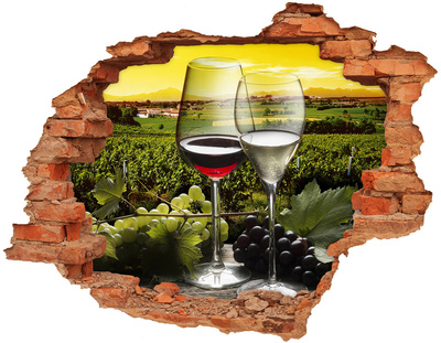 Adesivo murale buco 3D Il vino nel vigneto