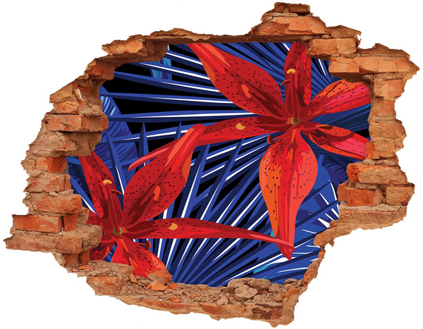 Adesivo effetto buco nel muro Un'esplosione floreale di colore